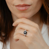 Luminesce Lab Grown 9ct White Gold 1/2 Carat Diamond 3 Carat Natural Sapphire Ring
