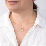 Luminesce Lab Grown 9ct Yellow Gold 1/5 Carat Diamond Circle Pendant with 3 Round Diamonds on 45cm Chain