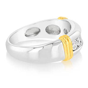 Luminesce Lab Grown 1/5 Carat Diamond Channel Gents Ring in Gold Plated Silver