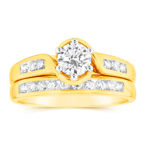 Luminesce Lab Grown 9ct Yellow Gold 3/4 Carat Diamond Bridal Ring Set