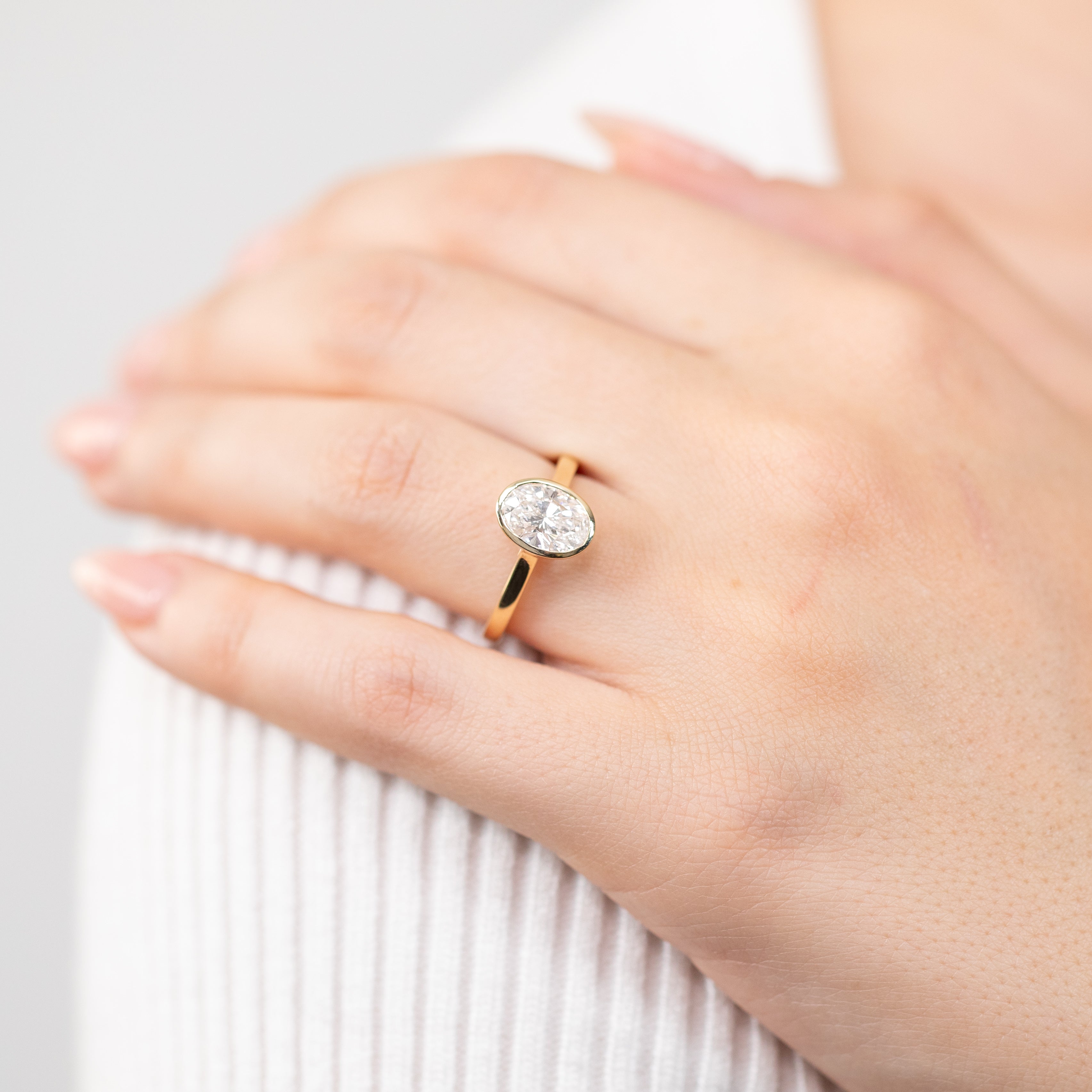 Full Ring Luminesce Lab Grown 14ct Yellow Gold 1.5Carat Oval Cut Diamond Ring in ...