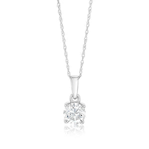 Luminesce Lab Grown 1 Carat Diamond Solitaire Pendant on 9ct White Gold Chain