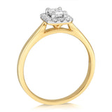 Luminesce Lab Grown 9ct yellow Gold 0.40 Carat Halo Emerald Brilliant Cut Ring