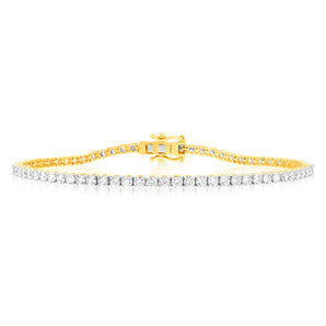 Luminesce Lab Grown 3 Carat Diamond Tennis Bracelet in 9ct Yellow Gold
