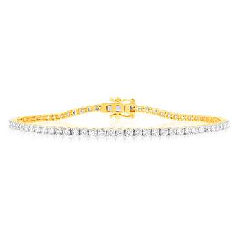 Luminesce Lab Grown 3 Carat Diamond Tennis Bracelet in 9ct Yellow Gold