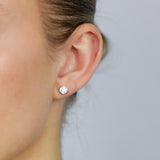 Luminesce Lab Grown 1 Carat Sterling Silver Bezel Diamond Studs