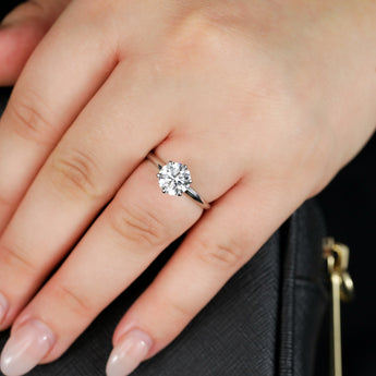 Luminesce Lab Grown Sterling Silver 2 Carat Diamond Solitaire Ring