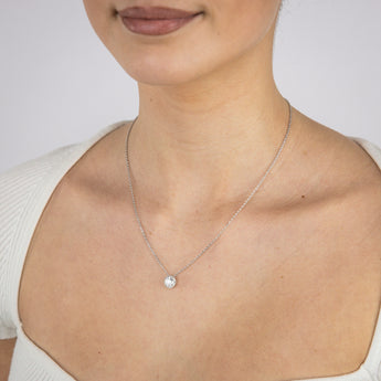 Luminesce Lab Grown 1.10 Carat Diamond Solitaire Halo Pendant Sterling Silver