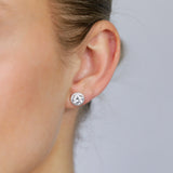 Luminesce Lab Grown 2.2 Carat Diamond Solitaire Halo Stu Earrings Sterling Silver