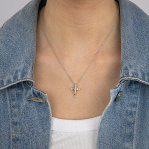 Luminesce Lab Grown 1/4 Carat Cross Pendant on 45cm Chain in 9ct White Gold