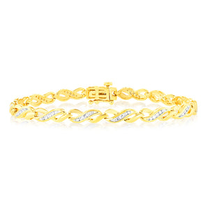 Luminesce Lab Grown 1/2 Carat Tennis Diamond Bracelet in Gold Plated Silver 17.5CM