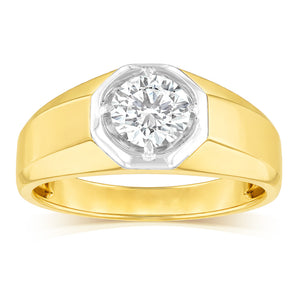 Luminesce Lab Grown 1 Carat Diamond Gents Ring in 9ct Yellow Gold