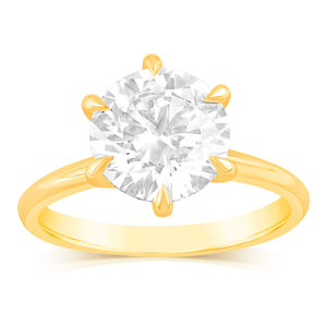 Luminesce Lab Grown 3 Carats Diamond Solitaire Ring in 9ct Yellow Gold