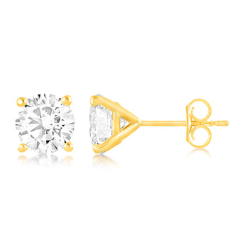Luminesce Lab Grown 3 Carats Diamond Stud Earrings in 9ct Yellow Gold