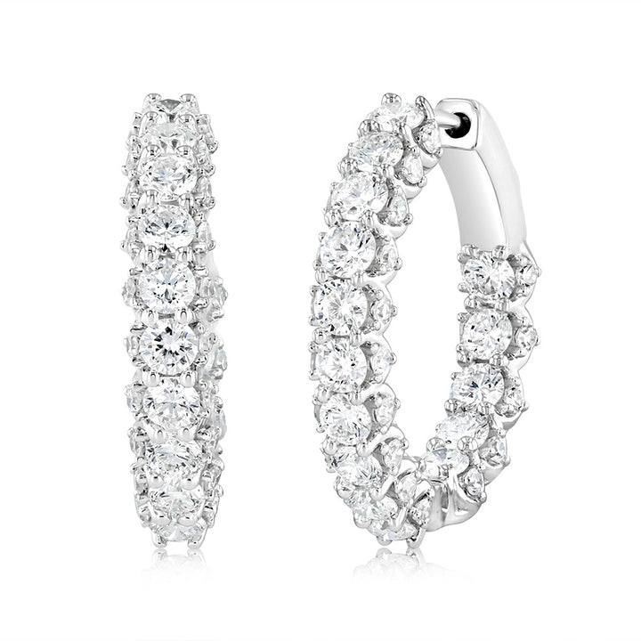 Luminesce Lab Grown 3.00ct Diamond Sterling Silver Hoop Earrings
