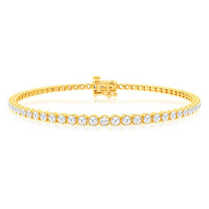 Luminesce Lab Grown 3 Carat Diamond Tennis Bracelet in Gold Plated Silver