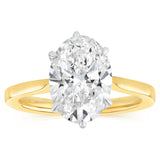 Luminesce Lab Grown 3 Carats Diamond Oval Solitaire Ring in 9ct Yellow Gold