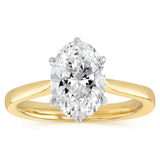 Luminesce Lab Grown 3 Carats Diamond Oval Solitaire Ring in 9ct Yellow Gold