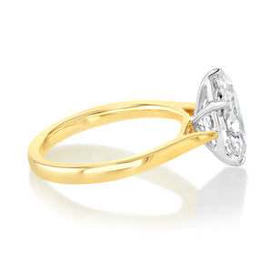Luminesce Lab Grown 3 Carats Diamond Oval Solitaire Ring in 9ct Yellow Gold