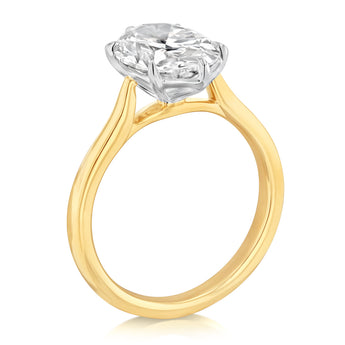Luminesce Lab Grown 3 Carats Diamond Oval Solitaire Ring in 9ct Yellow Gold
