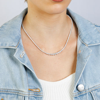 Luminesce Lab Grown 8.7 Carats Diamond Tennis Necklace in 10ct White Gold