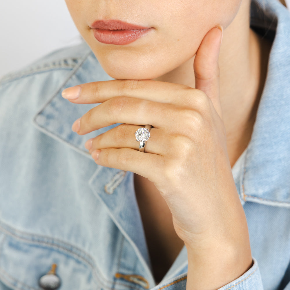 Full Ring Luminesce Lab Grown 3 Carat Diamond Solitaire Ring in Platinum– Shiels ...