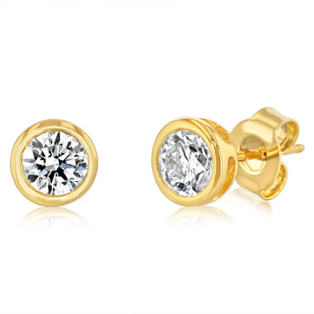 Luminesce Lab Grown 1 Carat Diamond Bezel Set Earrings in 9ct Yellow Gold