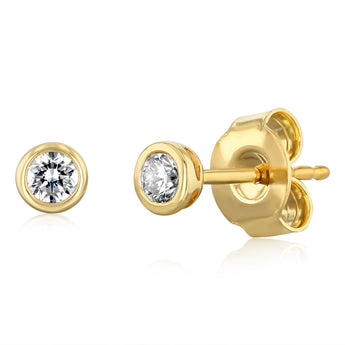 Luminesce Lab Grown 1/6 Carat Diamond Bezel Set Earring in 9ct Yellow Gold