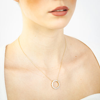 Luminesce Lab Grown 2 Carats Diamond Circle Pendant on 45cm Chain in 9ct Yellow Gold