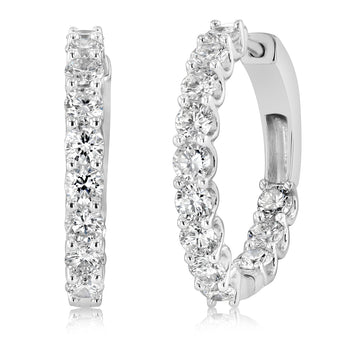 Luminesce Lab Grown 3 Carats Diamond Hoop Earrings in Sterling Silver
