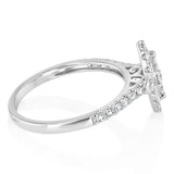 Luminesce Lab Grown 1/2 Carat with Round Brilliant 1/10 Carat Centre Diamond Marquise Ring Shape in 9ct White Gold