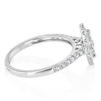 Luminesce Lab Grown 1/2 Carat with Round Brilliant 1/10 Carat Centre Diamond Marquise Ring Shape in 9ct White Gold
