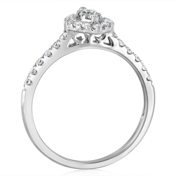 Luminesce Lab Grown 1/2 Carat with Round Brilliant 1/10 Carat Centre Diamond Marquise Ring Shape in 9ct White Gold