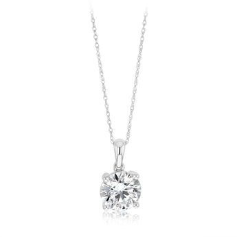 Luminesce Lab Grown 3 Carats Diamond Solitaire Pendant on Adjustable Chain in 9ct White Gold