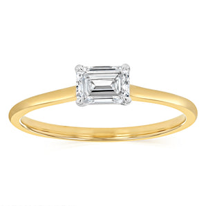 Luminesce Lab Grown 1/2 Carat Diamond Emerald Cut Ring in 9ct Yellow Gold