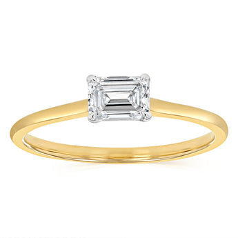 Luminesce Lab Grown 1/2 Carat Diamond Emerald Cut Ring in 9ct Yellow Gold