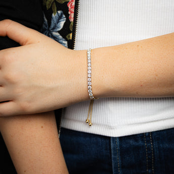 Luminesce Lab Grown 3 Carat Diamond Bolo Bracelet in Gold Plated Sterling Silver