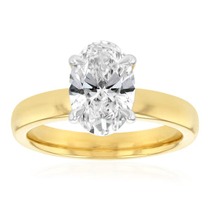 Luminesce Lab Grown 2 Carat Diamond Solitaire Ring in Gold Plated Sterling Silver