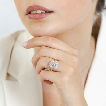 Luminesce Lab Grown 2 Carats Diamond Flower Ring in 9ct Yellow Gold