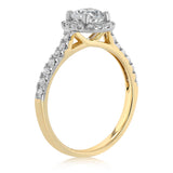 Luminesce Lab Grown 1 Carat Halo Brilliant Cut Ring in 9ct Yellow Gold