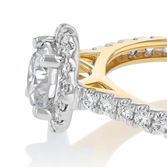Luminesce Lab Grown 1 Carat Halo Brilliant Cut Ring in 9ct Yellow Gold