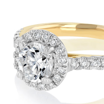 Luminesce Lab Grown 1 Carat Halo Brilliant Cut Ring in 9ct Yellow Gold