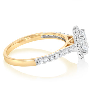 Luminesce Lab Grown 1 Carat Halo Oval Brilliant Cut Ring in 9ct Yellow Gold