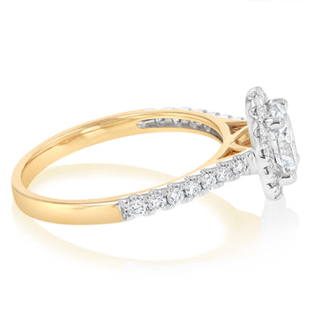 Luminesce Lab Grown 1 Carat Halo Oval Brilliant Cut Ring in 9ct Yellow Gold