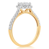 Luminesce Lab Grown 1 Carat Halo Oval Brilliant Cut Ring in 9ct Yellow Gold