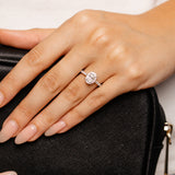 Luminesce Lab Grown 1 Carat Halo Oval Brilliant Cut Ring in 9ct Yellow Gold
