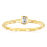 Luminesce Lab Grown 1/10 Carat Emerald Cut Bezel Solitaire Diamond Ring in 9ct Yellow Gold
