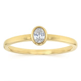 Luminesce Lab Grown 1/10 Carat Oval Cut Bezel Solitaire Diamond Ring in 9ct Yellow Gold