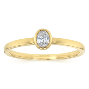 Luminesce Lab Grown 1/10 Carat Oval Cut Bezel Solitaire Diamond Ring in 9ct Yellow Gold