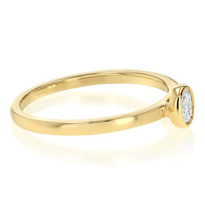 Luminesce Lab Grown 1/10 Carat Oval Cut Bezel Solitaire Diamond Ring in 9ct Yellow Gold